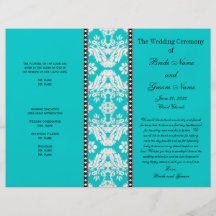 Programme blanc de mariage damassé d'Aqua Tract Customisé