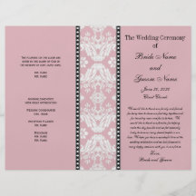 Programme blanc de mariage damassé de rose poussié tract