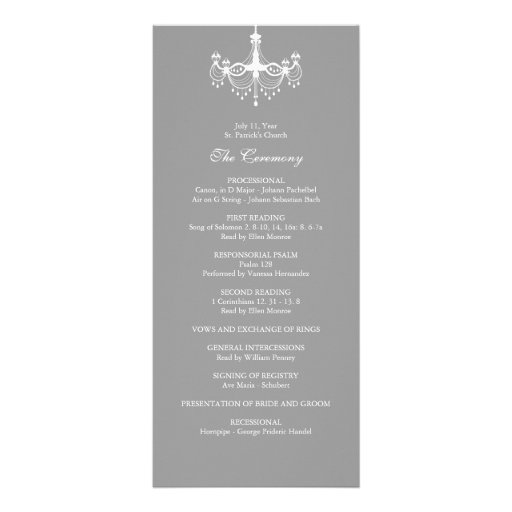 Programme blanc et argenté de mariage de lustre doubles cartes