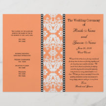 Programme blanc orange de mariage damassé prospectus