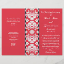 Programme blanc rouge de mariage damassé prospectus customisé