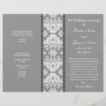 Programme de mariage damassé de blanc gris tract
