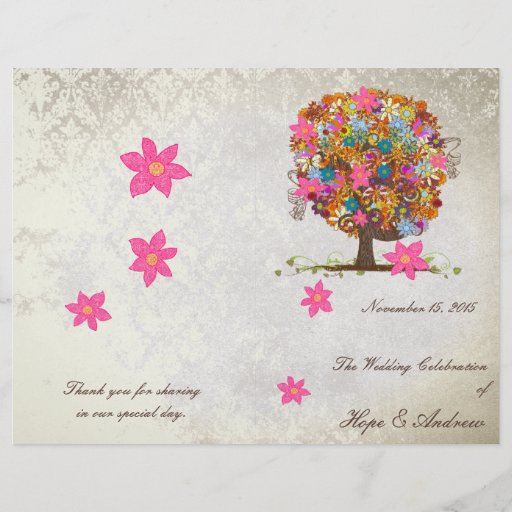 Programme de mariage d'arbre de fleur tract