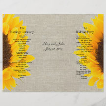 Programme de toile de mariage campagnard de tourne prospectus