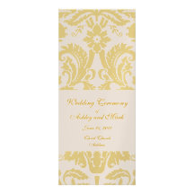 Programme floral blanc crème de mariage damassé d' faire-parts