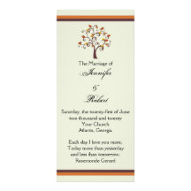 Programme lunatique de mariage d'arbre d'automne carte double en  couleur