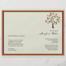Programme lunatique de mariage d'arbre d'automne prospectus