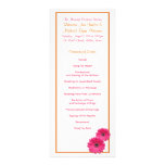 Programme orange et rose de mariage de marguerite  faire-parts