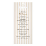 Programme rayé de mariage de lustre kaki et blanc carte double customisable
