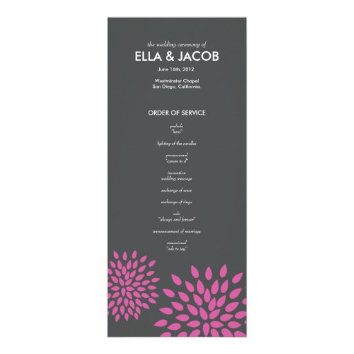 Programme snob de cérémonie de la baie | des pétal cartons d'invitation personnalisés