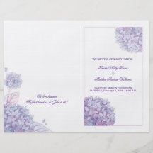 Programmes pliés par mariage blanc d'hortensias de tract customisé
