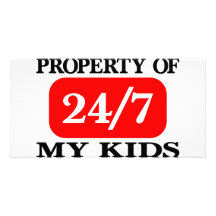 Propriété de mes enfants 24/7 photocarte personnalisée