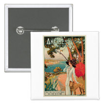 Publicité vintage de voyage d'Antibes France Badges