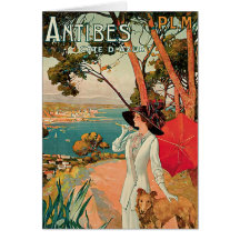 Publicité vintage de voyage d'Antibes France Carte
