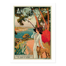 Publicité vintage de voyage d'Antibes France Cartes Postales