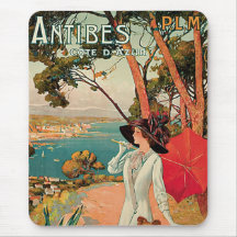 Publicité vintage de voyage d'Antibes France Tapis De Souris