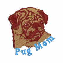 Pug Mamma Geborduurde T - shirts - Blauw Geborduurd Polo Shirt