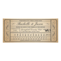 Punchout vintage du billet II de mariage Carton D'invitation