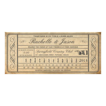 Punchout vintage du billet II de mariage Carton D'invitation