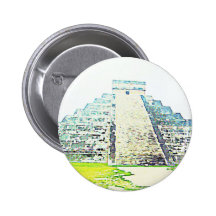 Pyramide de conception d'aquarelle de Chichen Itza Pin's