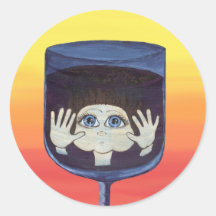 Quantum Kind in het Glas van de Wijn Ronde Stickers