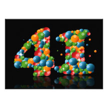 quarante-et-unième Fête d'anniversaire, avec des b Faire-parts