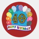quarantième Conception de ballons d'anniversaire Autocollants