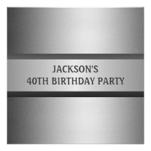 Quarantième fête d'anniversaire de gris noir mascu faire-part personnalisé