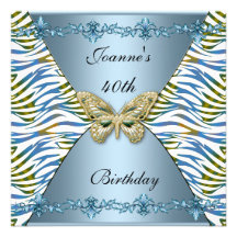 quarantième Papillon animal bleu élégant de rayure Bristol Personnalisé
