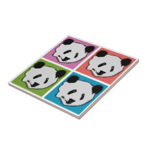 Quatre ours panda carreaux