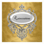 quinceañera d'invitation d'or et d'argent de quinc