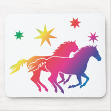 Rainbow Horse Couple Tapis De Souris