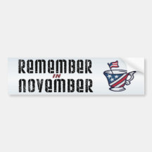 Rappelez-vous en novembre - les patriotes de thé adhésif pour voiture