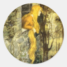 Rapunzel vintage. Princesse avec de longs cheveux  Adhésif