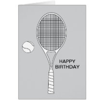 Raquette de tennis et carte de voeux de boule