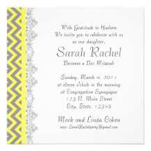 Rayure de Chevron - jaune Invitations Personnalisées