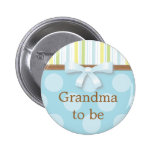 Rayures bleues de point de polka - "grand-maman à  badge avec épingle