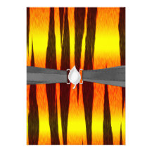 rayures chaudes de tigre du feu invitations