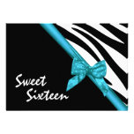 Rayures de zèbre et sweet sixteen de ruban carton d'invitation