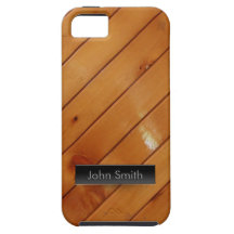 Rayures en bois chiques avec le cas nommé fait sur coque iPhone 5