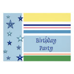 Rayures et fête d'anniversaire d'étoiles invitation personnalisable