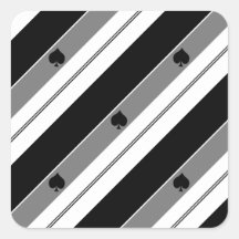 Rayures et pelles noires et blanches sticker carré