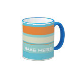 Rayures horizontales bleues/w/Name orange Tasse