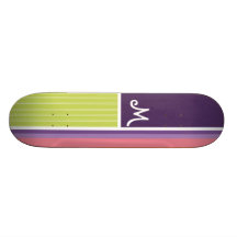 Rayures mignonnes ; Pourpre et vert Planches À Roulettes Customisées