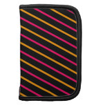 Rayures roses et oranges diagonales sur le noir agendas folio