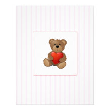 Rayures roses - ours de nounours avec le coeur de  invitation personnalisable