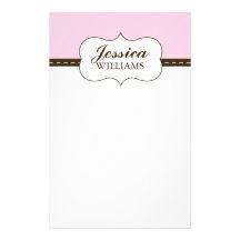 Rayures roses papier à lettre personnalisable