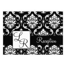 Réception de mariage noire d'initiales de double d cartons d'invitation