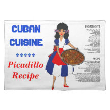 Recette cubaine Placemat de cuisine - anglais de P Set De Table