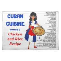Recette cubaine Placemat de cuisine - poulet et ri Sets De Table